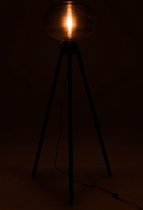 J-Line lamp Staand Teri Tripod - glas/hout - grijs/zwart