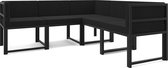 Canapé d'angle Rio noir - Design moderne - Mobilier de jardin - 5 personnes - Métal - Zwart - 185x185x73 cm