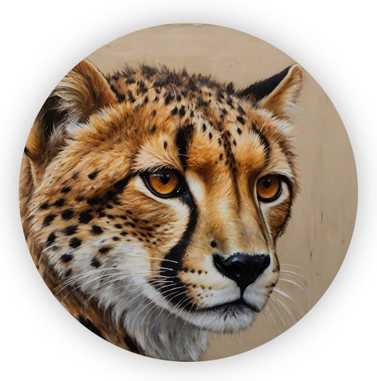 Cheeta schilderij - Vintage wanddecoratie - Wandcirkels cheeta - Wanddecoratie klassiek - Schilderijen plexiglas - Wanddecoratie - 75 x 75 cm 5mm