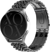 xoxo Wildhearts stalen schakel smartwatch bandje 20mm - Geschikt voor Samsung Galaxy Watch Active 1/2 / Watch 1 42mm / Watch 3 41mm / Gear Sport / Polar Ignite 1-2-3 / Unite / Pacer - Amazfit GTS 1-2-3-4 / Bip - Met horloge inkorter - Zwart