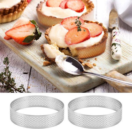 12 Cercles à Dessert 10cm - Moules à Tartelettes En Inox Avec Trous, GVPOELR