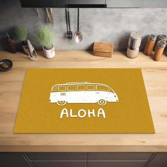 KitchenYeah® Inductie beschermer 80x52 cm - Zomer - Bus - Quotes - Kookplaataccessoires - Afdekplaat voor kookplaat - Inductiebeschermer - Inductiemat - Inductieplaat mat