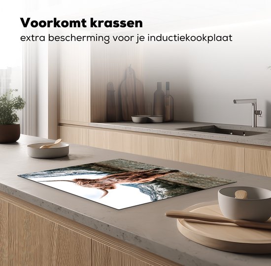 KitchenYeah® Inductie beschermer 71x52 cm - Schotse Hooglander - Berg - Dieren - Kookplaataccessoires - Afdekplaat voor kookplaat - Inductiebeschermer - Inductiemat - Inductieplaat mat