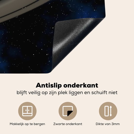 KitchenYeah® Inductie beschermer 80.2x52.2 cm - Saturnus tegen een donkerblauwe hemel - Kookplaataccessoires - Afdekplaat voor kookplaat - Inductiebeschermer - Inductiemat - Inductieplaat mat