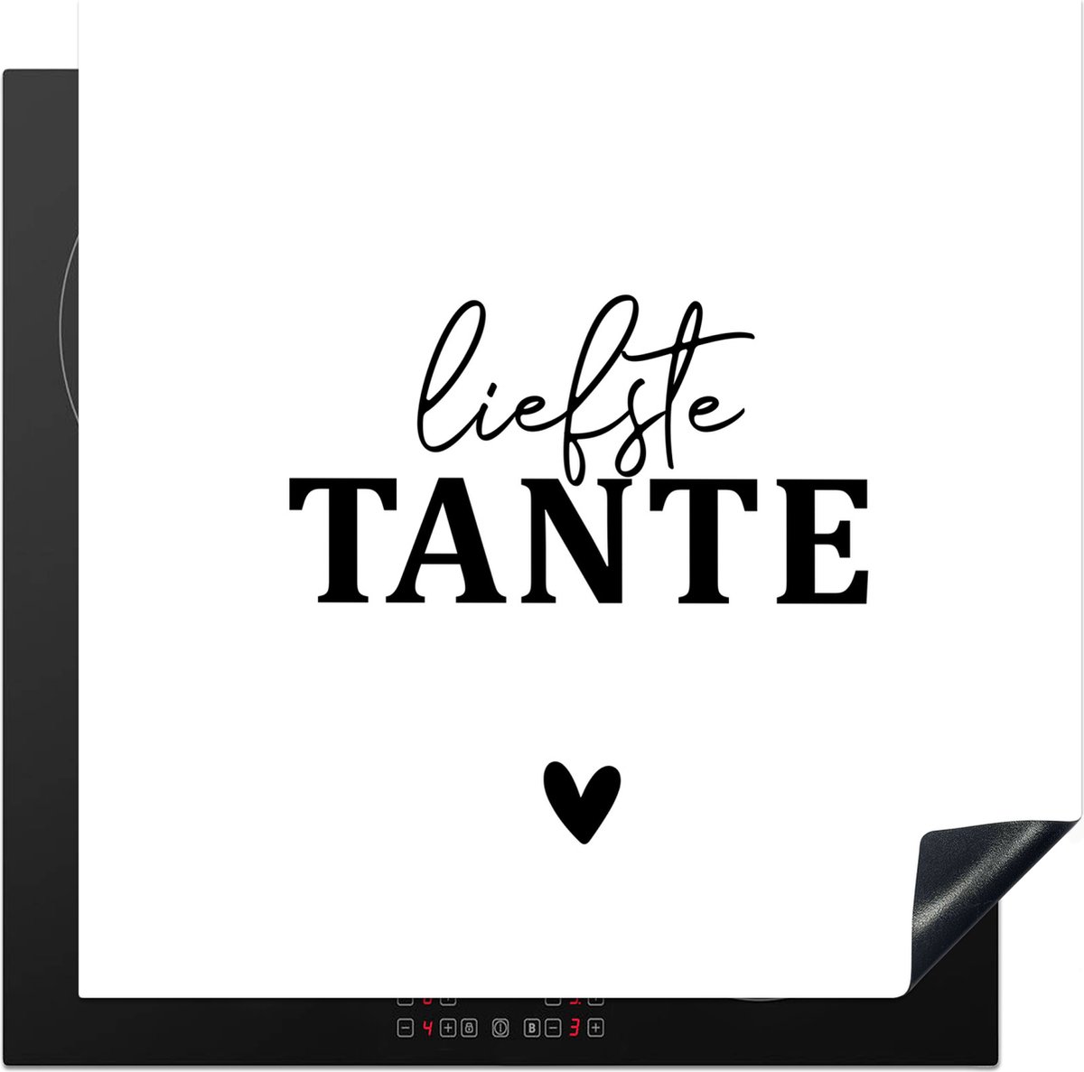 KitchenYeah® Inductie beschermer 78x78 cm - Hart - 'Liefste tante' - Spreuken - Quotes - Kookplaataccessoires - Afdekplaat voor kookplaat - Inductiebeschermer - Inductiemat - Inductieplaat mat