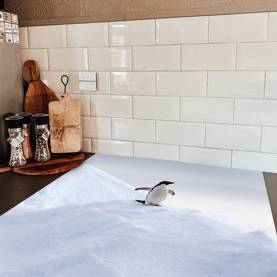KitchenYeah® Inductie beschermer 78x78 cm - Pinguïn - IJs - Winter - Kookplaataccessoires - Afdekplaat voor kookplaat - Inductiebeschermer - Inductiemat - Inductieplaat mat