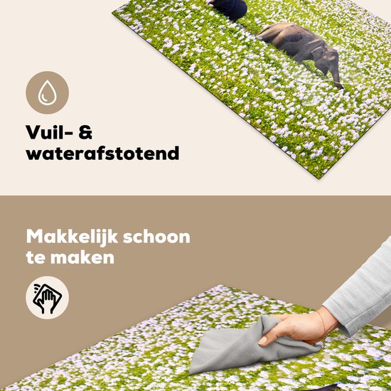 KitchenYeah® Inductie beschermer 85x52 cm - Olifant - Water - Planten - Groen - Natuur - Dieren - Kookplaataccessoires - Afdekplaat voor kookplaat - Inductiebeschermer - Inductiemat - Inductieplaat mat
