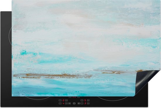 KitchenYeah® Inductie beschermer 80.2x52.2 cm - Verf - Schilderij - Abstract - Blauw - Kookplaataccessoires - Afdekplaat voor kookplaat - Inductiebeschermer - Inductiemat - Inductieplaat mat