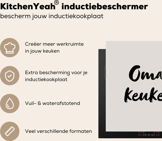 KitchenYeah® Inductie beschermer 78x78 cm - Quote - Oma's keuken - Taupe - Kookplaataccessoires - Afdekplaat voor kookplaat - Inductiebeschermer - Inductiemat - Inductieplaat mat