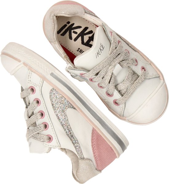 IK-KE Sneaker - Meisjes - Wit/zilver/roze - Maat 30