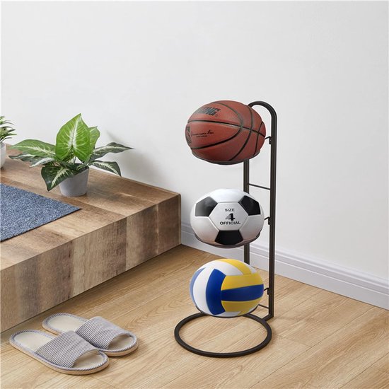 VAILANTES Ballenhouder Ketting - Ruimtebesparende Wandmontage Sportballenrek, Stevige Metalen Opslagoplossing voor Voetballen, Basketbal, Volleybal - Ideaal voor Garage en Sportzaal - Bleuw/Wit