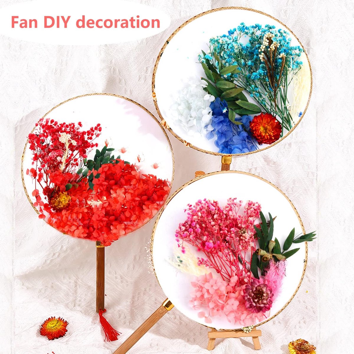 Decoratieve droogbloemen voor epoxyhars - boeket droogbloemen handwerk scrapbooking bloemendecoraties (rood