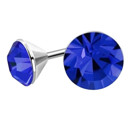 Aramat Jewels - Ronde zweerknopjes - Blauw kristal staal - 3mm - Een sprankelende en verfijnde keuze - Geschikt voor dames en heren - Cadeautip - Feestdagen