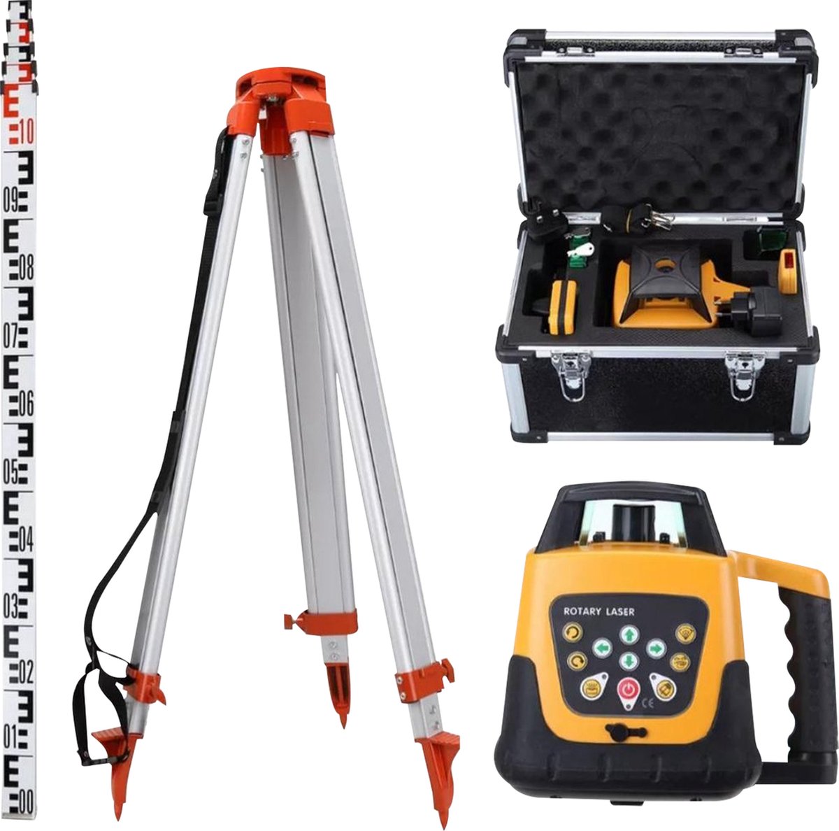 Zelfnivellerende laser - Roterende bouw laser - Waterpas laser SET - 360 graden laser - Rotary lijnlaser - Laserwaterpas -  Professional - Professioneel - Complete set - Bouw - Hovenier -  Installatie techniek - Timmerman