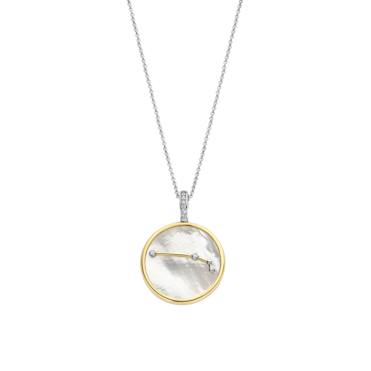 TI SENTO Dames Hanger - 925 zilver - Ram - Parelmoer met geel verguld - 6826AR