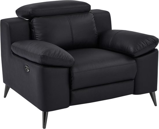 Elektrische relax-fauteuil van zwart leer MAROTI L 114 cm x H 80 cm x D 103 cm