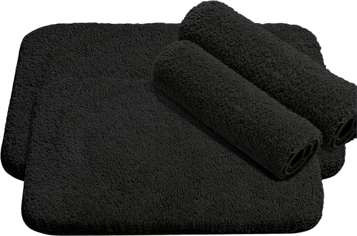 Zwart 50 x 80 cm - Premium badmat antislip badkamertapijt waterabsorberende badmat - badmat met zachte microvezels - douchemat antislip