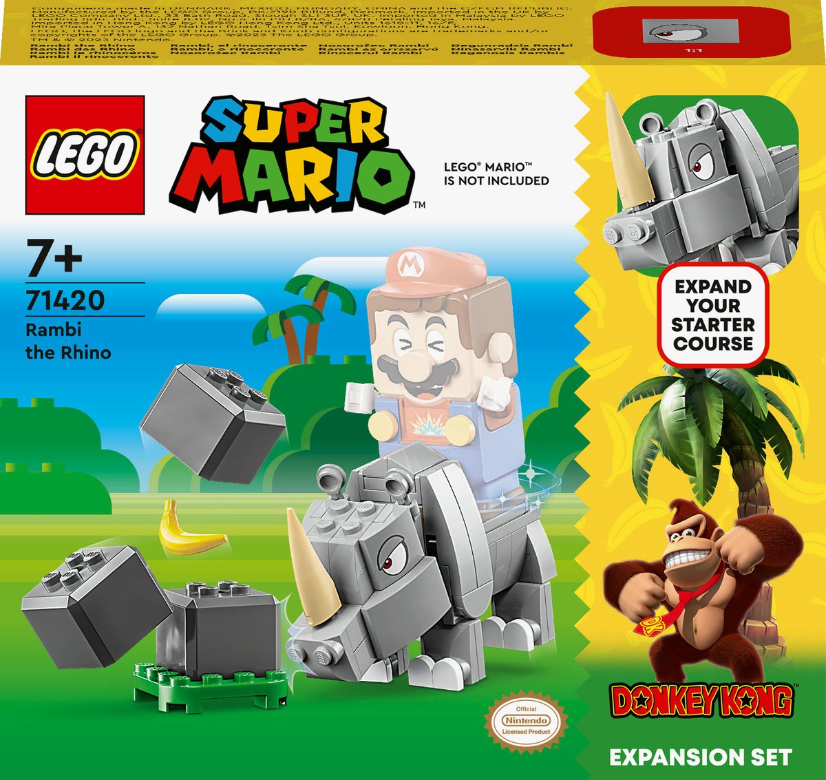 LEGO Super Mario - Uitbreidingsset: Rambi de neushoorn Constructiespeelgoed 71420