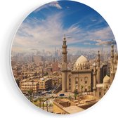 Artaza Forex Muurcirkel Moskee in Cairo, Egypte - 50x50 cm - Klein - Wandcirkel - Rond Schilderij - Muurdecoratie Cirkel