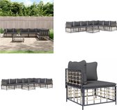 vidaXL 8-delige Loungeset met kussens poly rattan antracietkleurig - Loungeset - Loungesets - Tuinset - Tuinbank