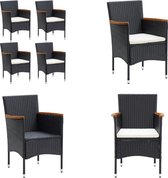 vidaXL Tuinstoelen 4 st poly rattan zwart - Buitenstoel - Buitenstoelen - Tuinstoel - Tuinstoelen