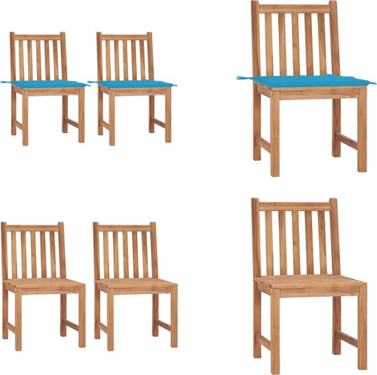 vidaXL Tuinstoelen 2 st met kussens massief teakhout - Tuinstoel - Tuinstoelen - Buitenstoel - Buitenstoelen