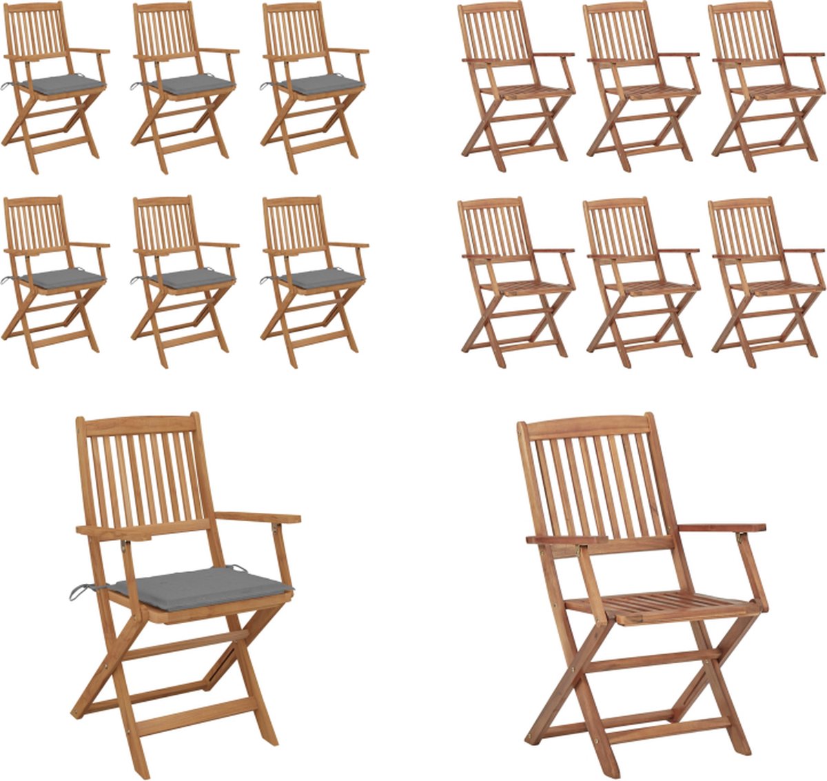 VidaXL Tuinstoelen 6 st inklapbaar met kussens massief acaciahout Tuinstoel Tuinstoelen Tuin Stoel Tuin Stoelen