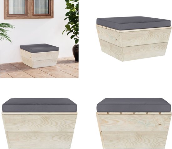 VidaXL Houten Tuinhocker Pallet – Wit, Kruk/poef Voor Tuin, Terras Of Woonkamer, Weerbestendig Grenenhout