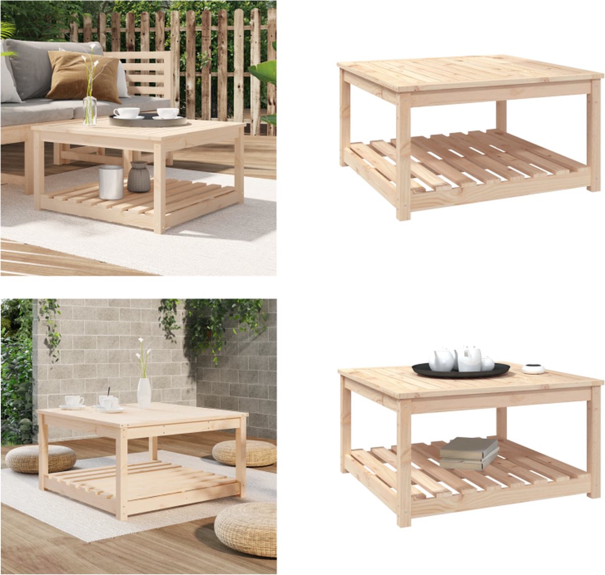 VidaXL Tuintafel 82-5x82-5x45 cm massief grenenhout Tuintafel Tuintafels Tuin Tafel Bijzettafel