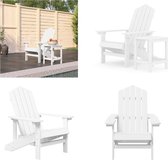 vidaXL Chaise de jardin Adirondack avec table HDPE Blanc - Chaise de jardin - Chaises de jardin - Chaise de terrasse - Table de jardin
