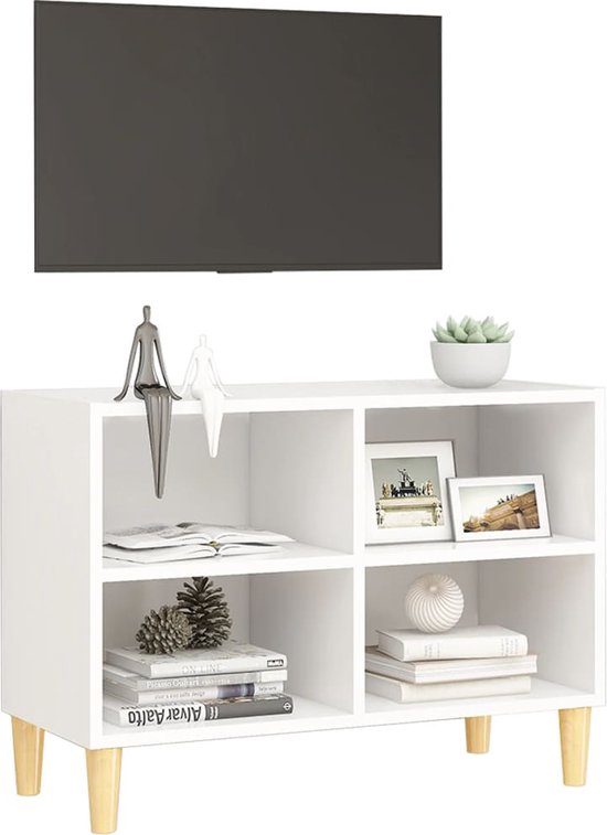 Tv-meubel met houten poten kopen | Hoogglans wit