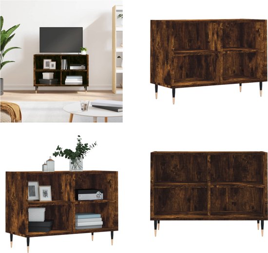 vidaXL Tv-meubel 69-5x30x50 cm bewerkt hout gerookt eikenkleurig - Tv-meubel - Tv-meubelen - Tv Kast - Opbergkast