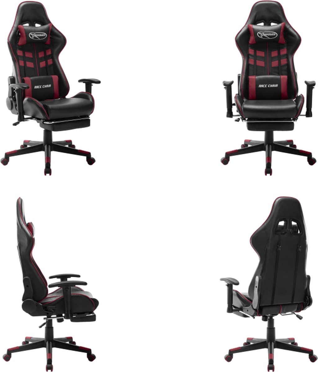 vidaXL Gamestoel - kunstleer - zwart - en - wijnrood zwart en wijnrood