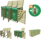 vidaXL Containerberging driedubbel 240 L geïmpregneerd hout Afvalbakberging Inclusief Houtreiniger en verfrisser