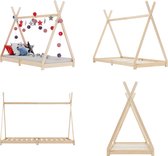 vidaXL Kinderbedframe massief grenenhout 70x140 cm - Kinderbedframe - Kinderbedframes - Bed - Bedden