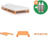 vidaXL Bedframe pallet massief grenenhout bruin 100x200 cm - Bed - Inclusief Onderhoudsset