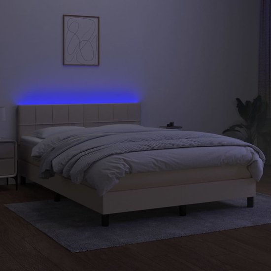 VidaXL - Boxspring - met - matras - kunstleer - crèmekleurig