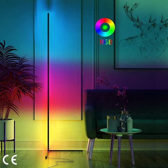 Dimbaar LED Staande Lamp 156cm Met Afstandsbediening - RGB Kleurveranderende Vloerlamp