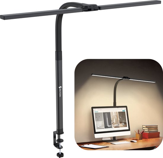 Siltcon Bureaulamp – Bureaulamp LED Dimbaar – Bureaulamp met Klem – Tafellamp – Hobbylamp – Handwerklamp – Ledlamp - Incl. afstandsbediening - Touch Screen