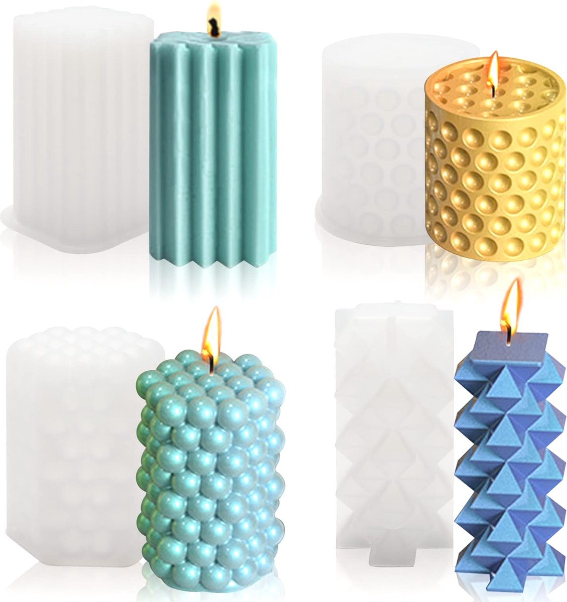 Keramica Kerzen Gietvormen Set van 4 DIY Gietvormen 3D Keramische Kaarsen Handgemaakte Ambachtelijke Ornamenten