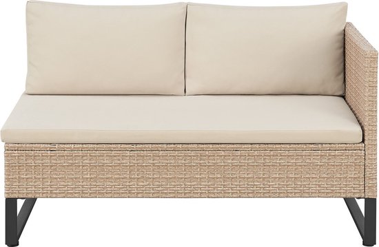 Juskys Loungeset / Tuinset Santorini - Polyrotan - Modulair - Crème - Incl. Tafel & Opbergbox