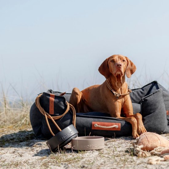 TRIXIE Hondenbak Nordic 700 Ml – Roestvrij Staal, Antislip Rubber, Zwart/bronze, ø 21 Cm, Voor Grote Honden, Ondersteunt Zeebescherming