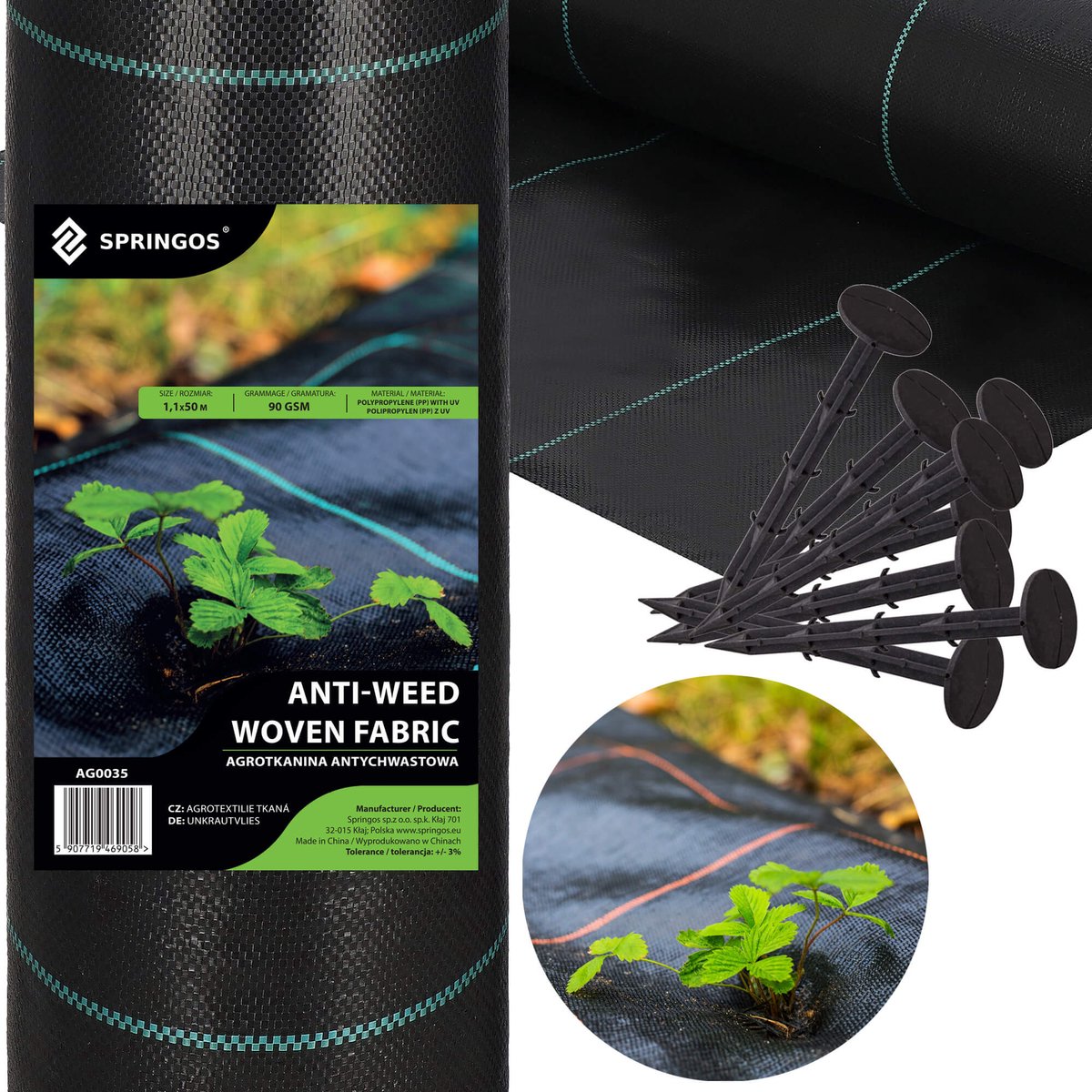 Springos Worteldoek - Anti -Onkruid - Beschermfolie - 90g - 1,6X50M - Zwart