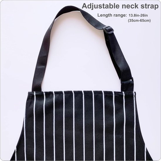 Viedouce schort, 2-pack waterdichte Schorten keukenschort met zakken, verstelbare keukenschort, BBQ-schort, slabbetje (Zwart zonder logo