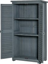 Tuinkast hout - Opbergkasten met deuren - Tuinhuis - Tuinschuur - Schuur voor gereedschap - Grijs - 87 x 46,5 x 160 cm