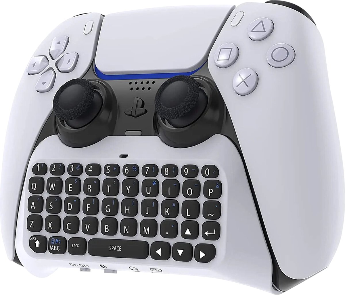 Heuts Goods - Toetsenbord geschikt voor PS5 controller - Qwerty Toetsenbord - Accessoire geschikt voor PS5 - Wit - Heuts Goods