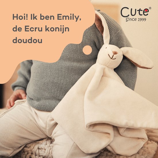 Knuffeldoekje konijn - Emily het knuffel konijn - Doudou - 35cm x 35cm — afbeelding 2