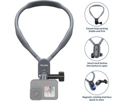 Telesin Neck Mount / nekbevestiging magnetisch voor GoPro – Houder voor action camera en optionele smartphone houder – Horizontaal en verticaal gebruik – Snelle ontgrendelings – Comfortabel siliconen – Grijs Telesin Neck Mount / nekbevestiging magnetisch voor GoPro – Houder voor action camera en optionele smartphone houder – Horizontaal en verticaal gebruik – Snelle ontgrendelings – Comfortabel siliconen – Grijs