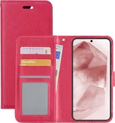 Hoes Geschikt voor Samsung A55 Hoesje Book Case Hoes Flip Cover Wallet Bookcase - Donkerroze