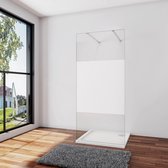 Inloopdouche 137,7x200cm,8mm NANO EasyClean veiligheidsglas matglas,N-vorm: 90cm Stabilisatiestangen x2